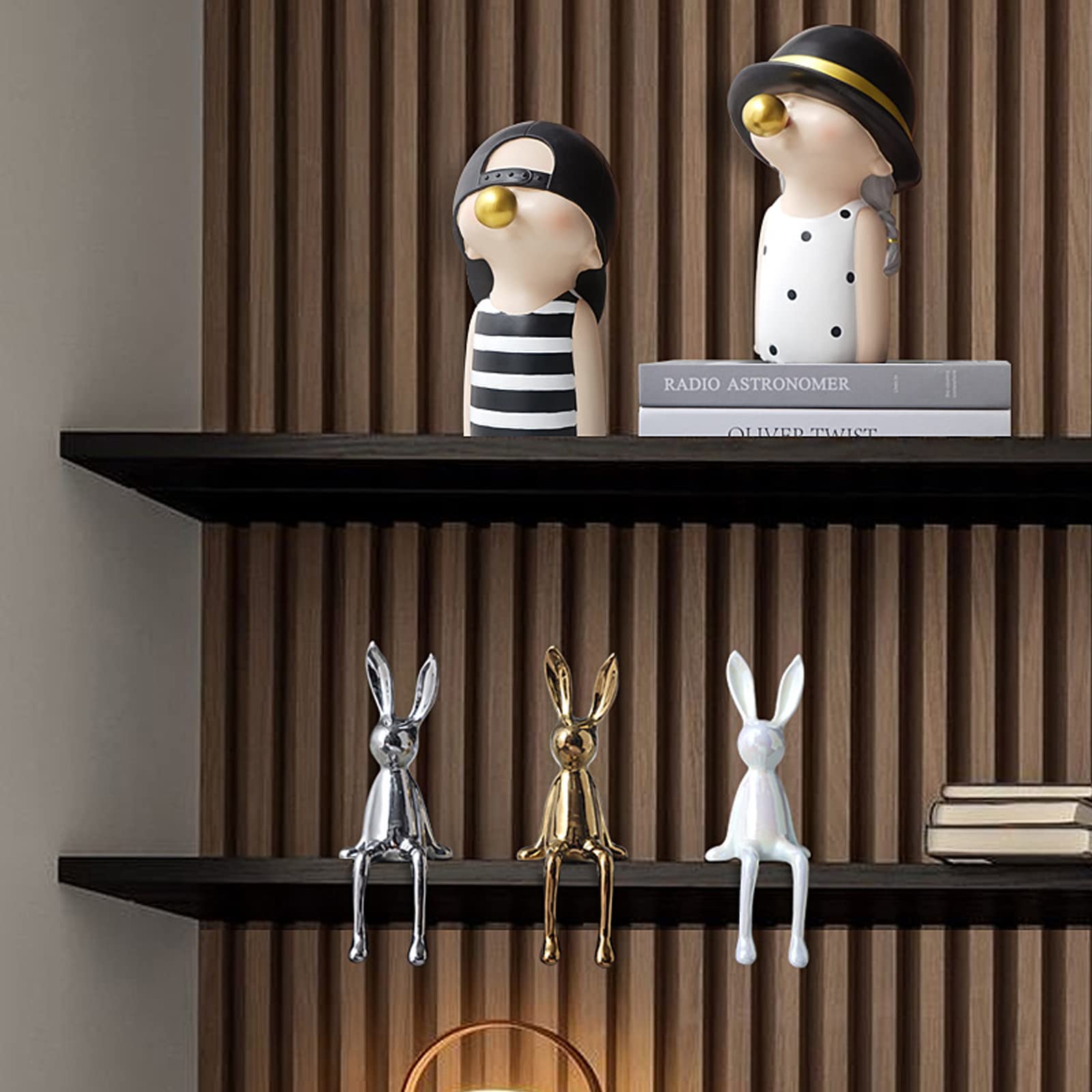 Sitting Bunny, Ceramic Electroplate Rabbit Figurine, Easter Rabbit Sculpture, Gold Sitting Bunnies Easter Decor for Office Desktop, Bookshelf, Display Cabinet, Living Room, Bedroom